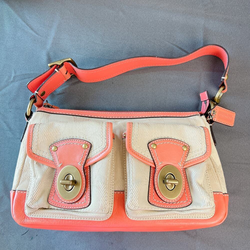 Coach Vintage Legacy Signature Turnlock Peach Shoulder Bag F13102